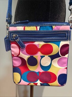 Coach Multicolor Graphic Circle Print Crossbody — Blue Trim